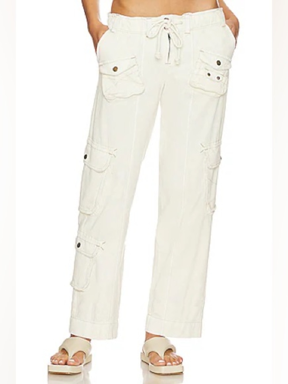 Free People Tahiti Pull-On Cargo Pants $138 Retail Sold Out Tofu